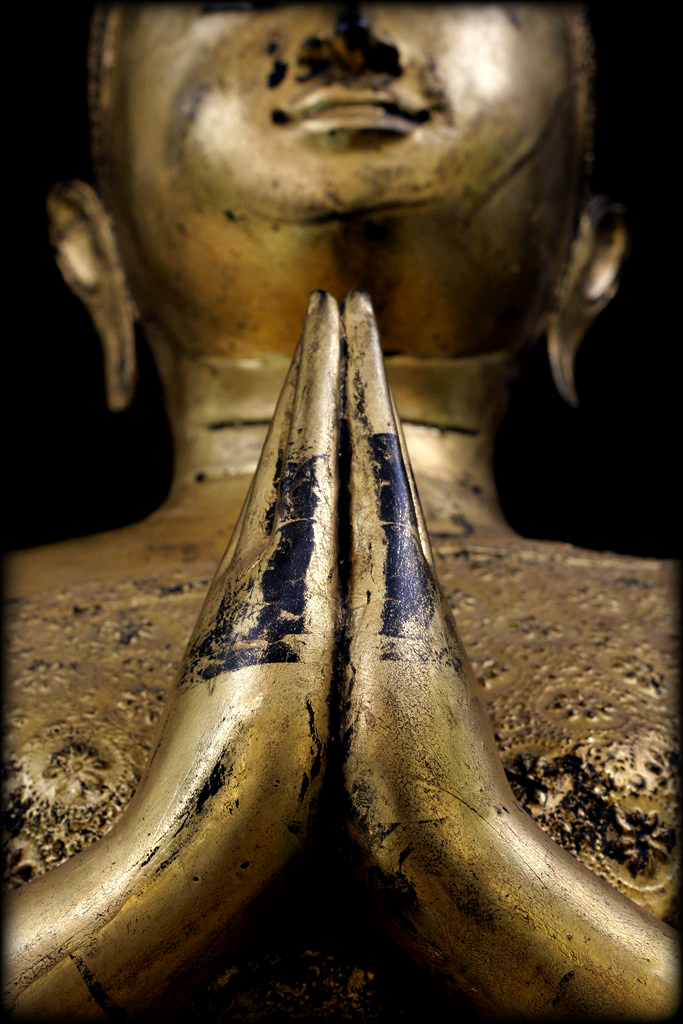 Pair Of 19C Bronze Thai Rattanakosin Buddhist Monks #HD397